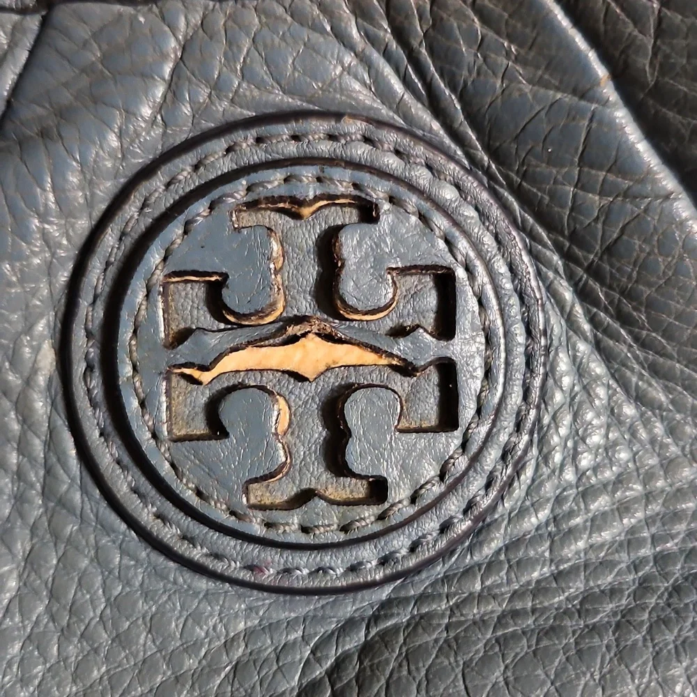 Tory Burch Kolbe Swingpack Crossbody Shoulder Bag Blue Pebbled Leather